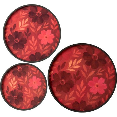 Set de 3 objets muraux fleurs rond fuchsia - fuchsia (1/4)
