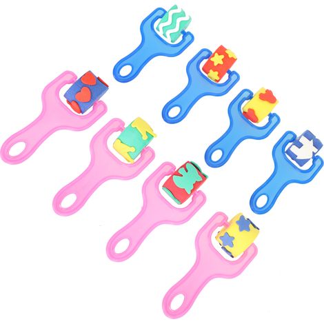Ensemble de 8 pinceaux à rouler pour enfants, outils de peinture DIY, matériel d'art pour l'éducation préscolaire (1/5)