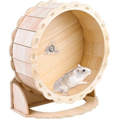 Roue d'exercice en bois de 23 cm - Jouet silencieux pour hamster (1/5)