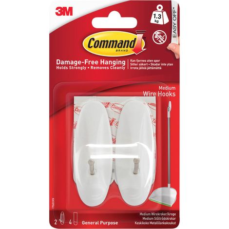 Command™ Medium Wire Hooks Pack of 2 with 4 Medium Strips - Model COM17068 (1/2)
