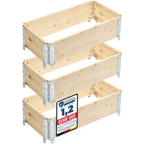 Garronda Carré Potager modulable en Bois Naturel 80x40x20 cm – Jardinière extérieure en palettes, empilable et Pliable, pour Jardin, Plantes, Fleurs, Herbes, Fruits et légumes GD-0141, 3 pièces