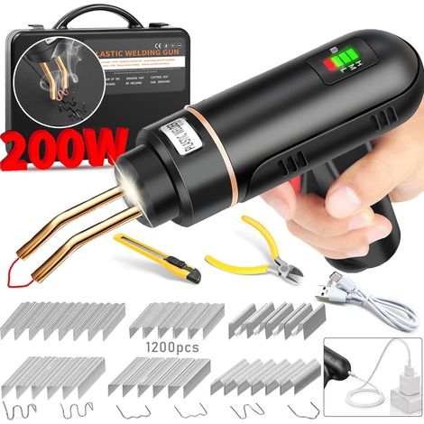 Fer à souder en plastique, USB rechargeable avec batterie 5000 mAh, sans fil, en plastique, 1 200 pièces, 6 types d'agrafes, kit de réparation de pare-chocs