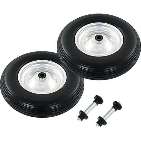 Ruedas de carretillas 2 uds con ejes macizo PU 4.00-8 390 mm vidaXL (1/5)