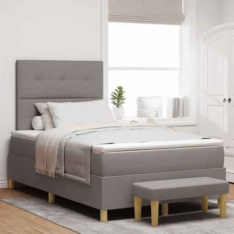Cama tipo Box Spring con cabecera Taupé 190 x 120 cm tela (1/5)