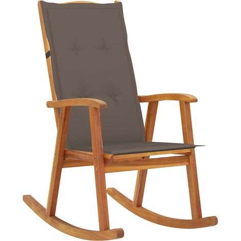 vidaXL Silla mecedora con cojines madera maciza de acacia (1/5)