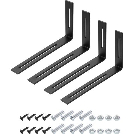 4pcs Équerre Réglable en Forme de L avec Vis 120x240x30mm Noir (1/5)
