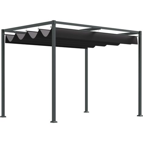 Pergola d'environ 3 x 2 m, pavillon de jardin autoportant en métal avec toit réglable, protection UV, pare-soleil pour terrasse et jardin, noir et gris