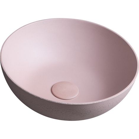 Vasque à poser FORMIGO en béton, diamètre 39 cm, rose mat (1/4)