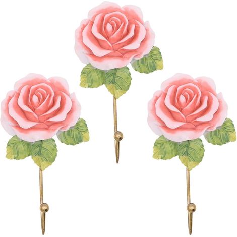 de 3 patères murales OUNONA en résine en forme de rose avec (1/5)