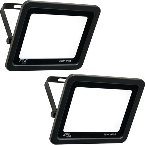 Litecraft Mears Floodlights Outdoor 50 W Garden Slimline LED In Black - 2 Pack