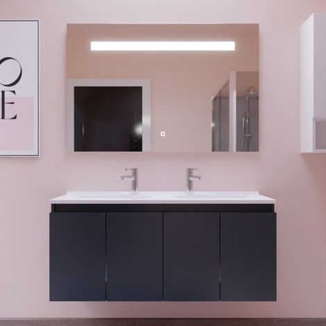 Doppelwaschtisch mˆbel PROLINE Mˆbel 120 cm und Spiegel ElÈgance ht80 Ò Grau (1/5)
