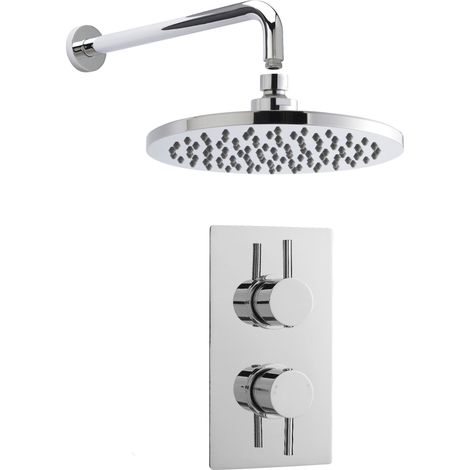 Shower Bundle Concealed Round Twin Valve, Arm & Head Kit - Chrome Balterley