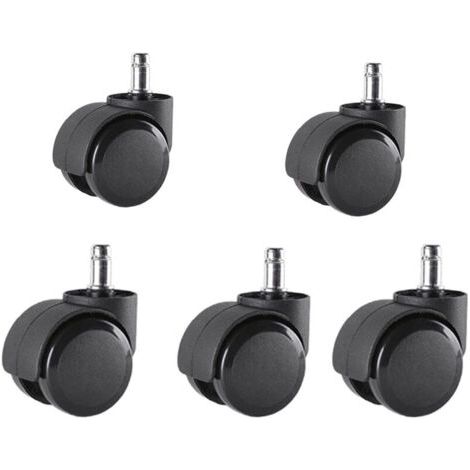 ALLIANDISJeu de 5 Roulettes de chaises de bureau 10 mm x 22 mm - - Roulettes pour sols durs jusqu'à 175 kg - - Roues pour chaises pivotantes - - Installation facile sans outils (1/4)