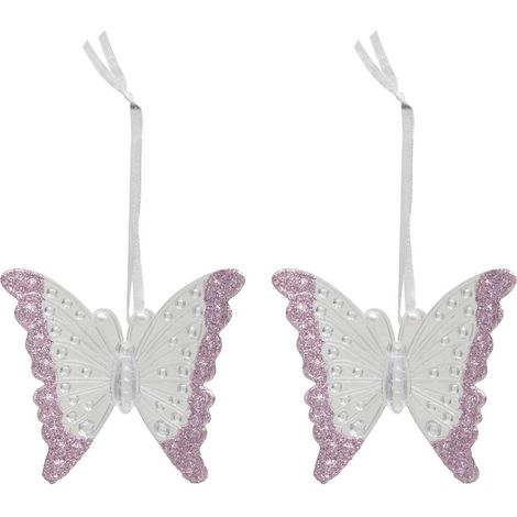 Baumschmuck Schmetterling x2 rosa 8cm - Atmosphera créateur d'intérieur