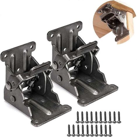 charnières autobloquantes, fixations pour pieds de table pliants, équerre de renfort pour pieds de table pliants, avec 20 vis. (1/5)