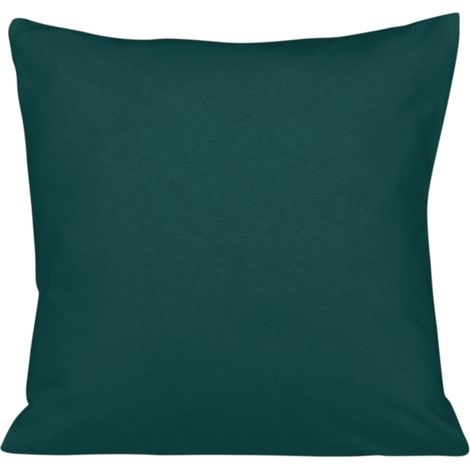 Funda de almohada de 40x40 cm, punto de algodón jersey, verde oscuro (1/3)