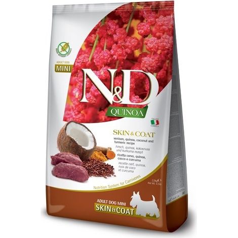 FARMINA N&D QUINOA PARA PIEL Y PELO DE PERRO, CARNE DE VENADO, COCO 2,5 kg