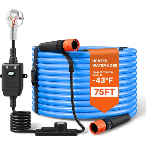 VEVOR Tubo Flessibile Riscaldato per Acqua Potabile Antigelo -43℃ 22,86 m Superficia Liscia, Termostato Integrato, a Prova di Perdite, Senza Piombe, Protezione contro Perdita GFCI, per Camper Caravan (1/5)