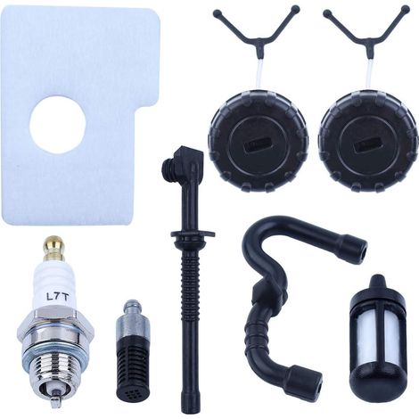 Bouchon de carburant avec kit de filtre à air, huile et carburant et bougie pour tronçonneuses Stihl MS180 MS170 017 018 Pièces de rechange (1/5)