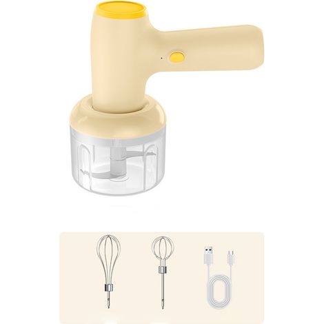Mixeur à ail sans fil 2 en 1, presse-ail, batteur à œufs multifonctionnel, broyeur à ail, presse-ail électrique domestique, hachoir à viande, accessoires de cuisine