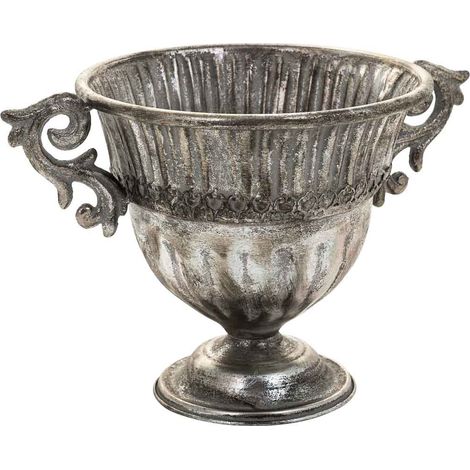 Macetero de metal plateado 36x24.5x22.5