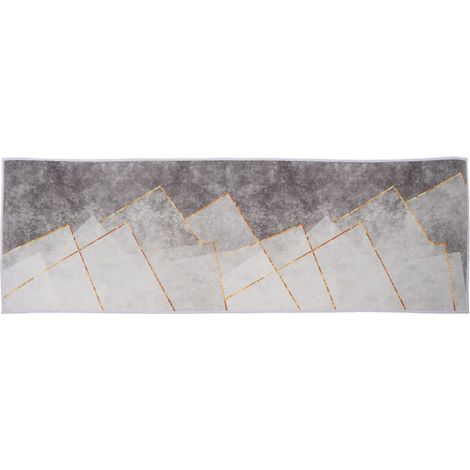 Tapis de Cuisine Doux à Eau Forte Agrumentation Anti-Glissade Tapis 40x120 Cm de Maison Gris Gris Lignes (1/5)