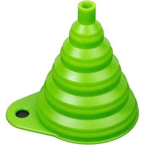 Entonnoir de cuisine pliable en silicone, résistant aux éclaboussures, avec support, vert (1/5)