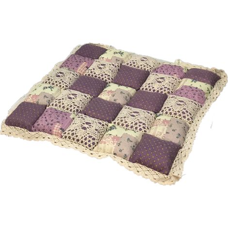 Coussin De Chaise - Tissu Coton Patchwork - Garnissage Polyester - Bordure Dentelle Florale - Pour Chaises De Salle À Manger Et Cuisine - 1 Pièce (1/5)
