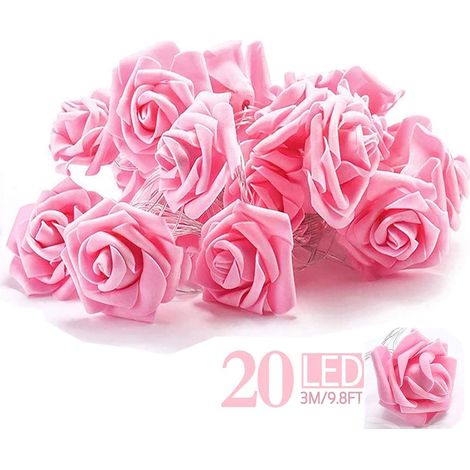 Guirlande Lumineuse Fleur De Rose - 20 Led Blanc Chaud - Fonctionne Sur Piles - Pour Decoration Interieure Et Exterieure - 1 Piece (1/5)