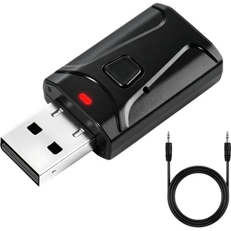 Adaptateur Bluetooth 5.0 USB 2 en 1 Émetteur Récepteur Audio sans Fil avec Jack 3,5 mm Faible Latence pour TV PC Voiture Casque Enceinte et Système Hi Fi (1/5)