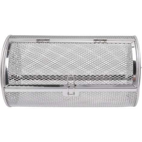 Panier à griller roulant en acier inoxydable, grille ronde en acier inoxydable pour barbecue, cacahuètes, noix séchées, légumes D (1/5)