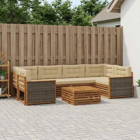 vidaXL Outdoor-Sofagarnitur mit Kissen 7 pcs Natur und Beige (1/5)