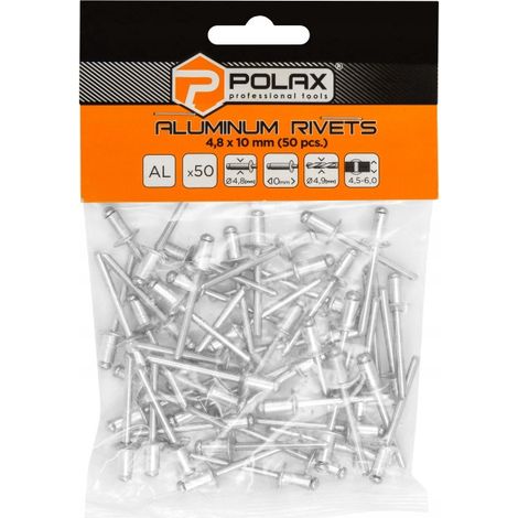 Rivetti in alluminio 4,8 X 10 MM 50 PCS (50) polax