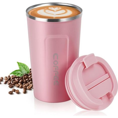 Tazza termica isolata, tazza da viaggio, tazza da viaggio in acciaio inox, tazza da auto a doppia parete a prova di perdite, per viaggi e ufficio, verde 380 ml (1/5)
