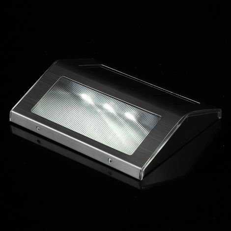 Lampe solaire d'escalier à 3 LED, applique murale solaire étanche pour jardin. (1/5)