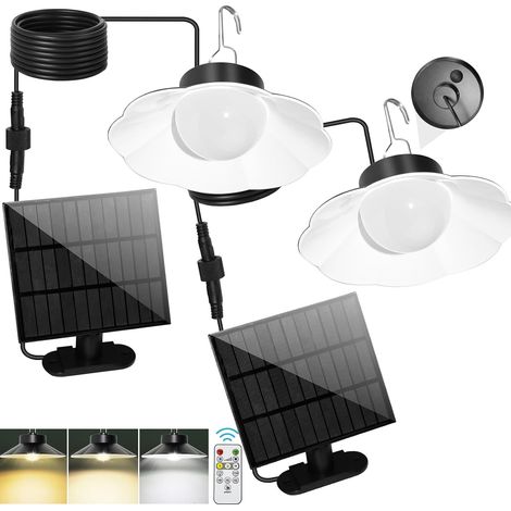 Lampe Solaire Exterieur,5M Lampe Suspendue Solaire, 3 Température de Couleur Lumière Solaire Intérieure avec Détection Crépusculaire,Lustre Solaire/6 Luminosité/IP65 Étanche pour Jardin/Terrasse (1/5)