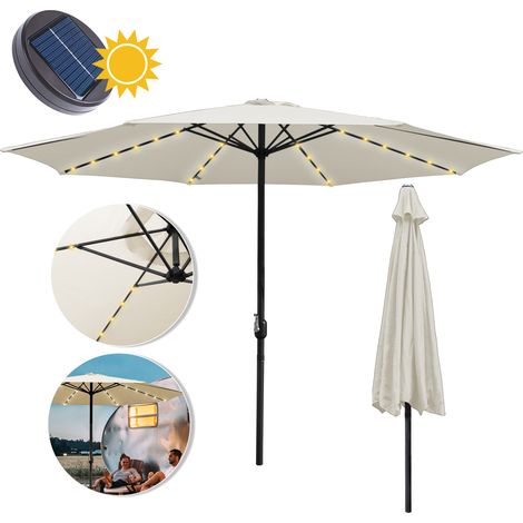 Jopassy Ombrellone dritto da giardino solare LED protezione UV, resistente e impermeabile per terrazza e balcone Ø350cm Beige (1/5)