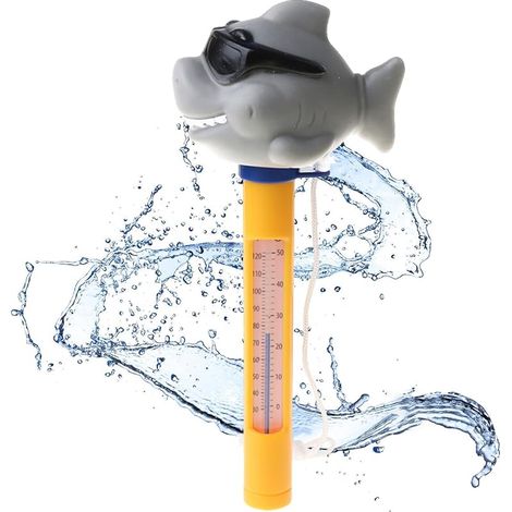 Thermometre Piscine, Thermomètre Flottant, Thermomètre de Piscine Flottant, Pool Thermometre avec Ficelle, Lectures Précises et Faciles pour la Température de L'eau pour Spas, Aquariums (Requin) (1/5)
