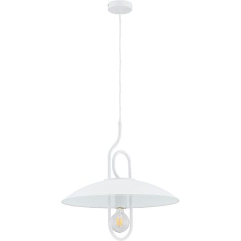 Alfa Chee White Pendant Ceiling Light 47cm Metal & Glass, 1x E27 Max 60W, Adjustable Drop Up to 90cm, Modern Minimalist Hanging Lamp, Dimmable, IP20 (1/2)