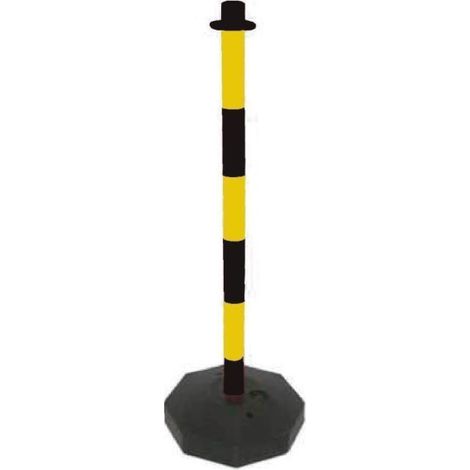 Poste de cadenas separador amarillo y negro 900mm SEKURECO