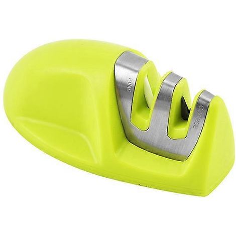Affûteur de couteaux de cuisine professionnel vert 2 en 1, manuel, pour couteaux en acier inoxydable et en céramique de toutes tailles, base antidérapante (1/5)
