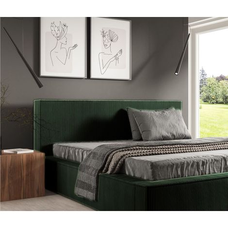 Sofello Polsterbett nach Maß FILO GRUEN 200x200 aus Kordstoff mit Holz-Lattenrost Modernes Design in trendigen Farben, ohne Stauraum (1/5)