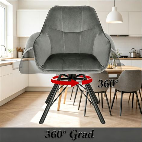 Lot de 2 chaises pivotantes de salle à manger, fauteuils larges avec dossier capitonné pour cuisine et réception, sièges confortables à assise rembourrée (1/5)