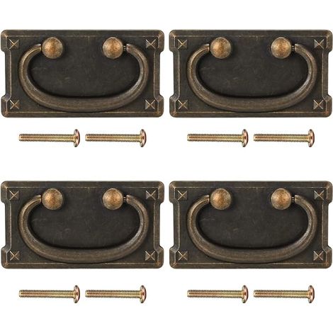 4 Stück Vintage-Schubladengriffe, Möbelgriffe aus antiker Bronze für Schranktüren, Schubladen und dekorative Schränke – 95 x 51 mm (1/5)