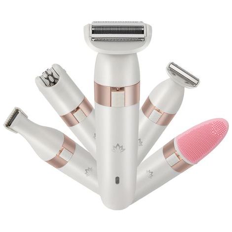 Épilateur Électrique Femme 5en1 Tondeuse Maillot Rechargeable Sans Fil IPX4 pour Épilation Douce Corps Jambes Aisselles Bikini et Nettoyage Visage - Design Ergonomique Portable (1/5)
