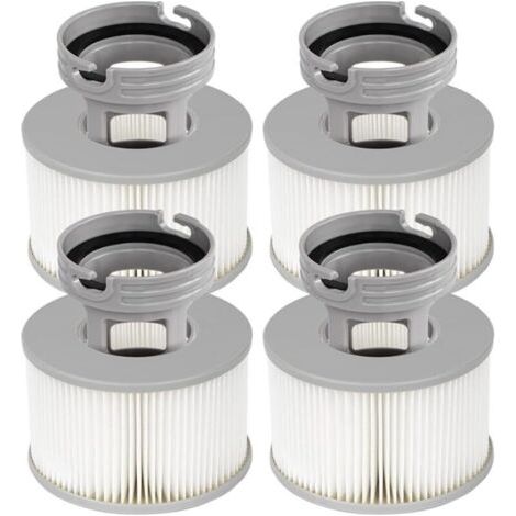 Lot de 4 filtres pour spa gonflable + adaptateur à visser inclus – Compatible avec tous les spas MSPA actuels, remplacement hautement efficace pour pompe à filtre