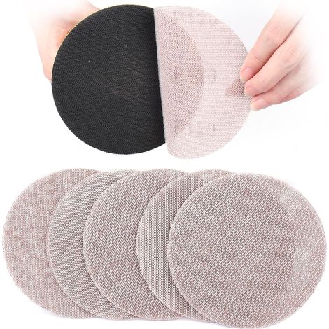 Treillis Feuilles Abrasive 125mm, 50 Pièces Papier a Poncer 120 Grains Abrasives Papier pour Ponceuse Vibrante Polir et Enlever La Rouille (1/5)
