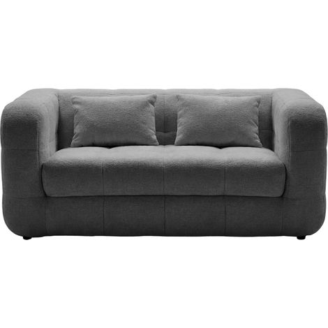 ARLETTE - Canapé droit tissu chenille 2 places Gris foncé (1/5)