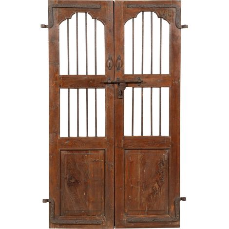 Porte coulissante médiévale ancienne en bois massif et en fer pour l'intérieur ou l'extérieur (1/5)
