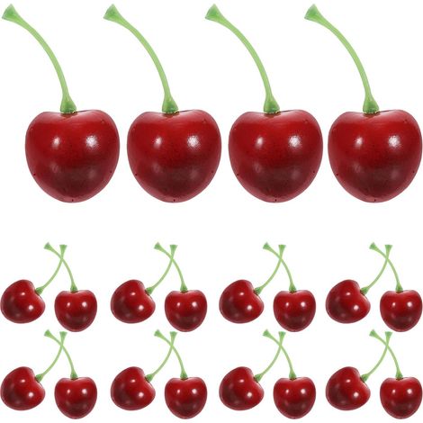 Lot de 20 Cerises Artificielles Réalistes en Plastique, Modèle Cerise Rouge de Fruit, Accessoire Éducatif pour Vitrine et Décoration (1/5)